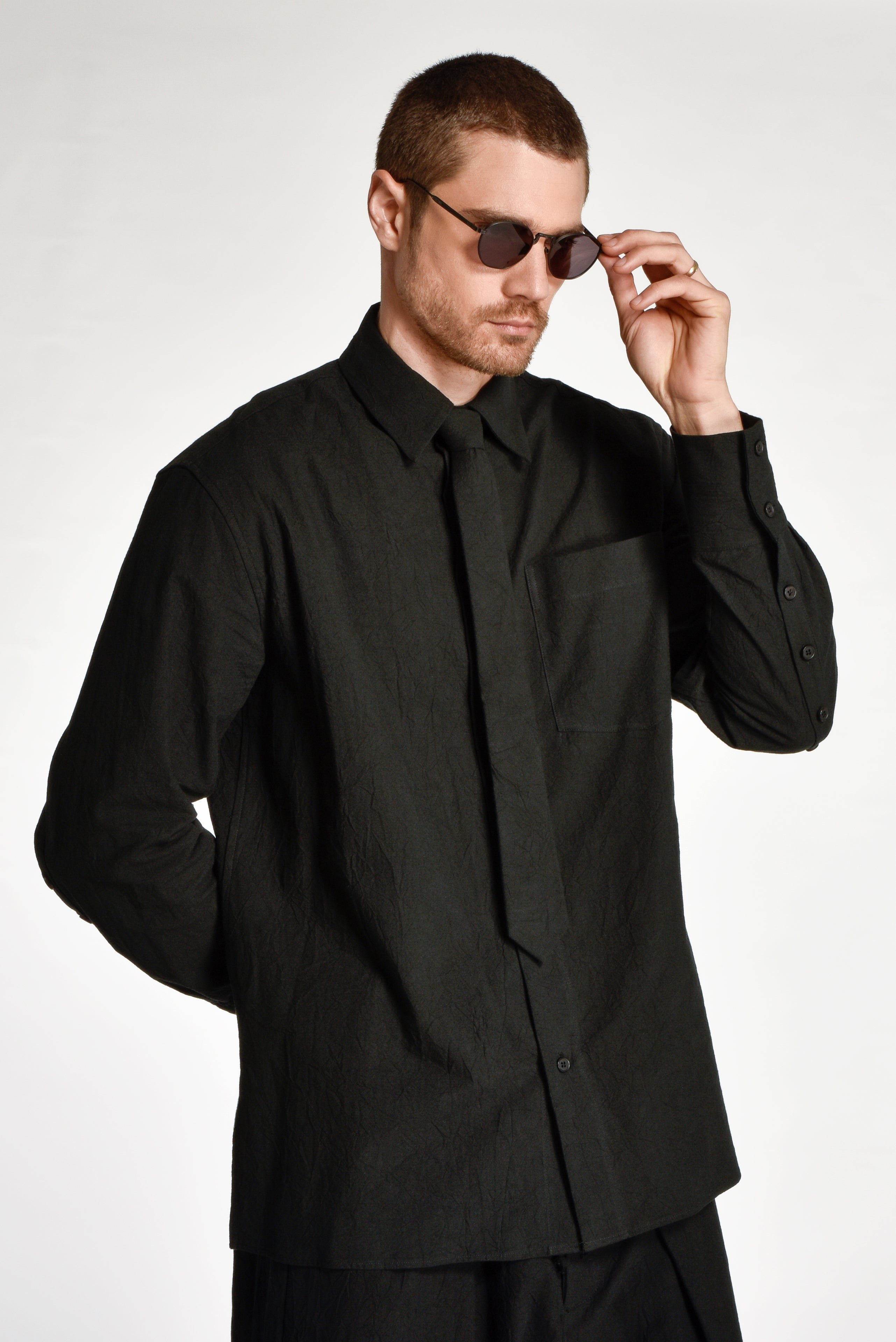 Black Crinkle Jonas Shirt