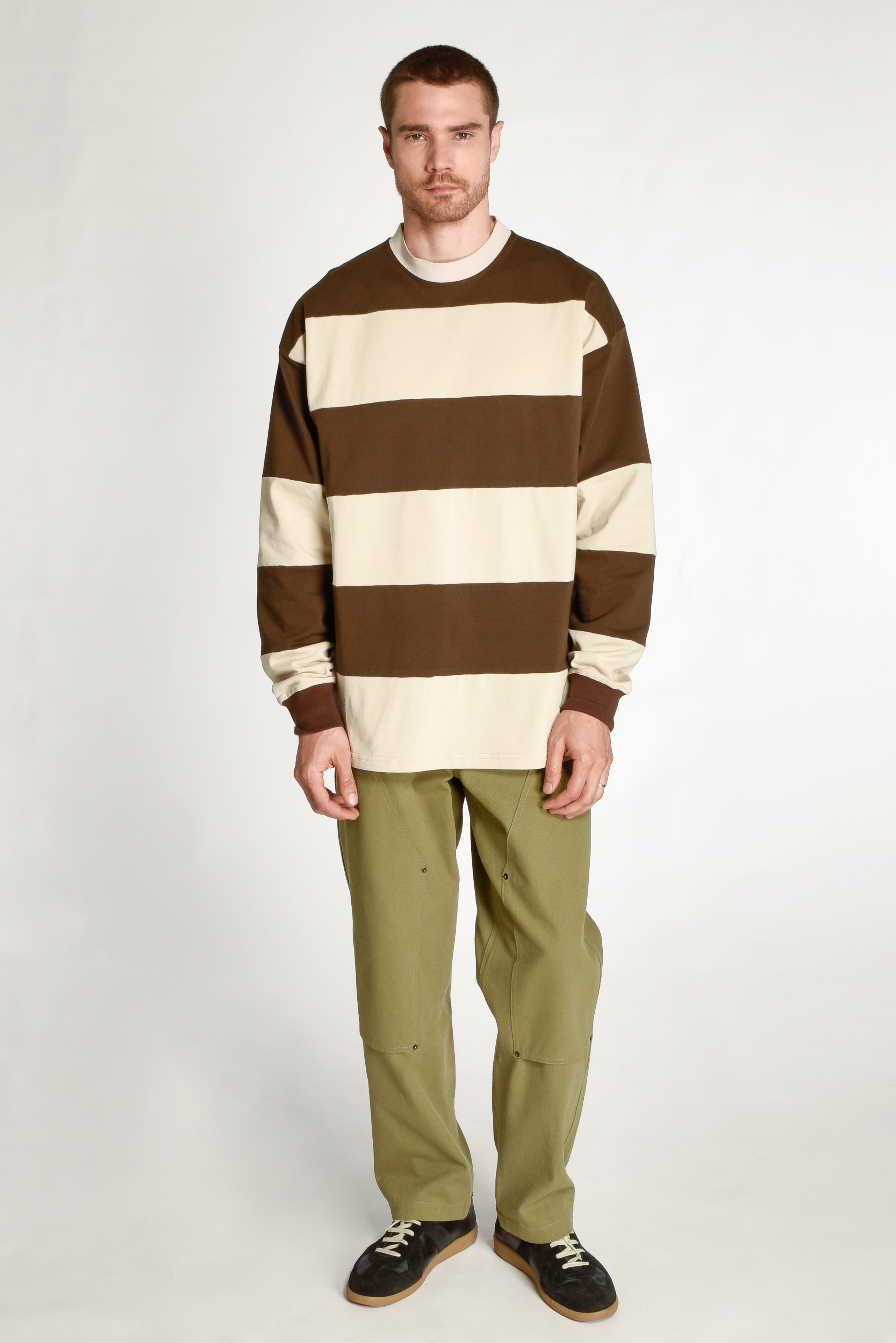 Brown and Cream Long Sleeve Rugby