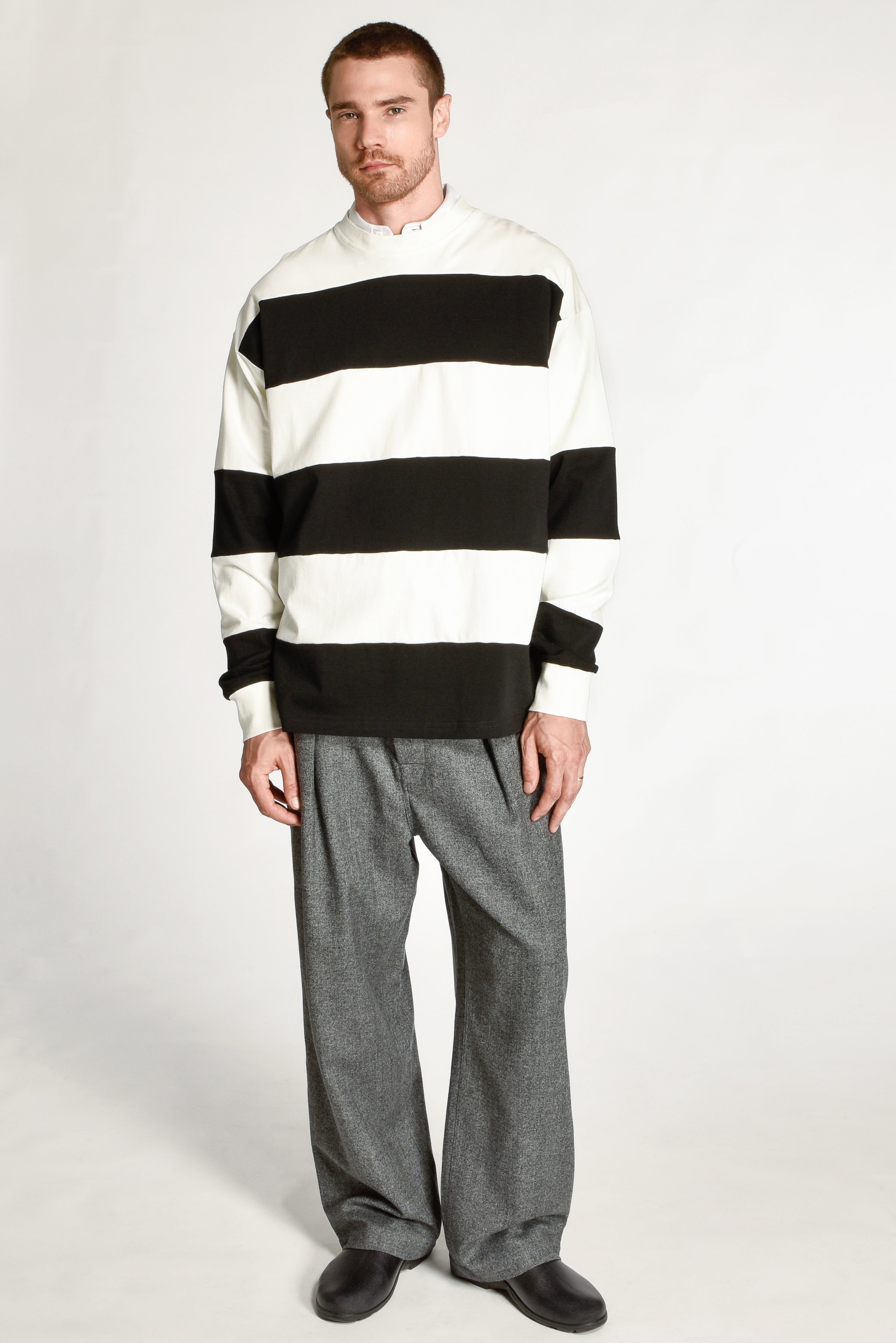 Black and White Long Sleeve Rugby