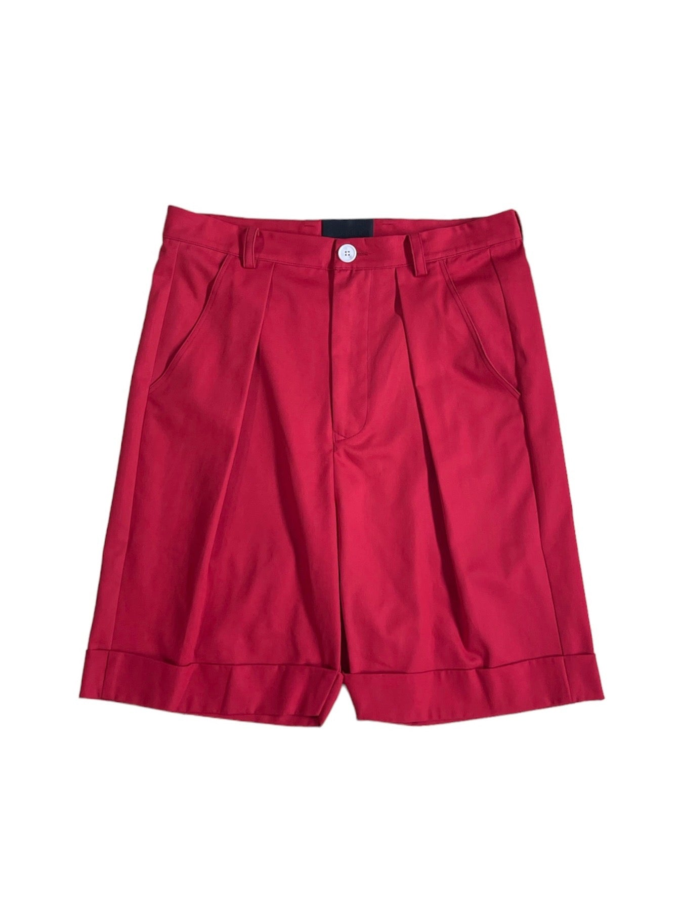 Red Pleated Shorts