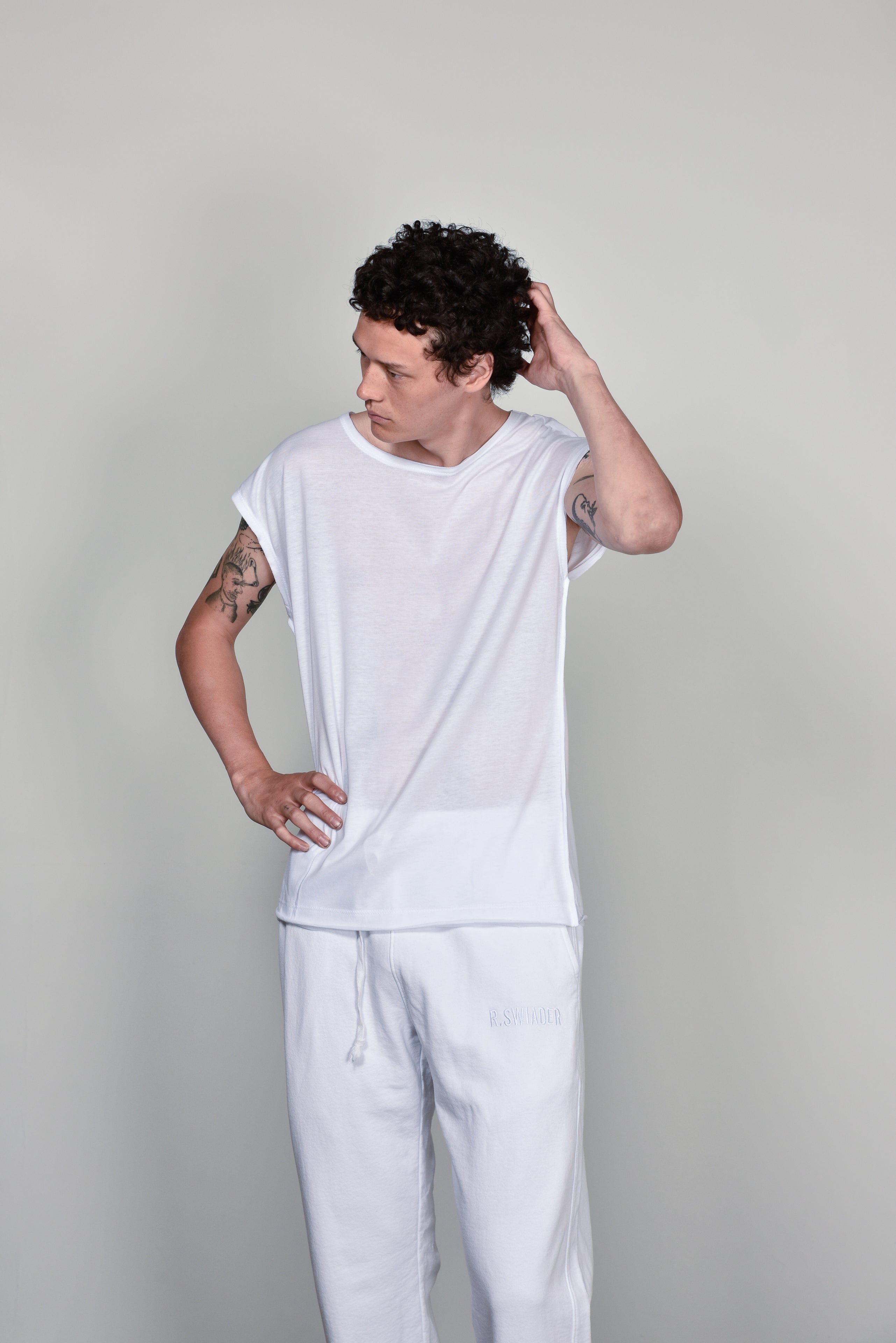 White Muscle Tee