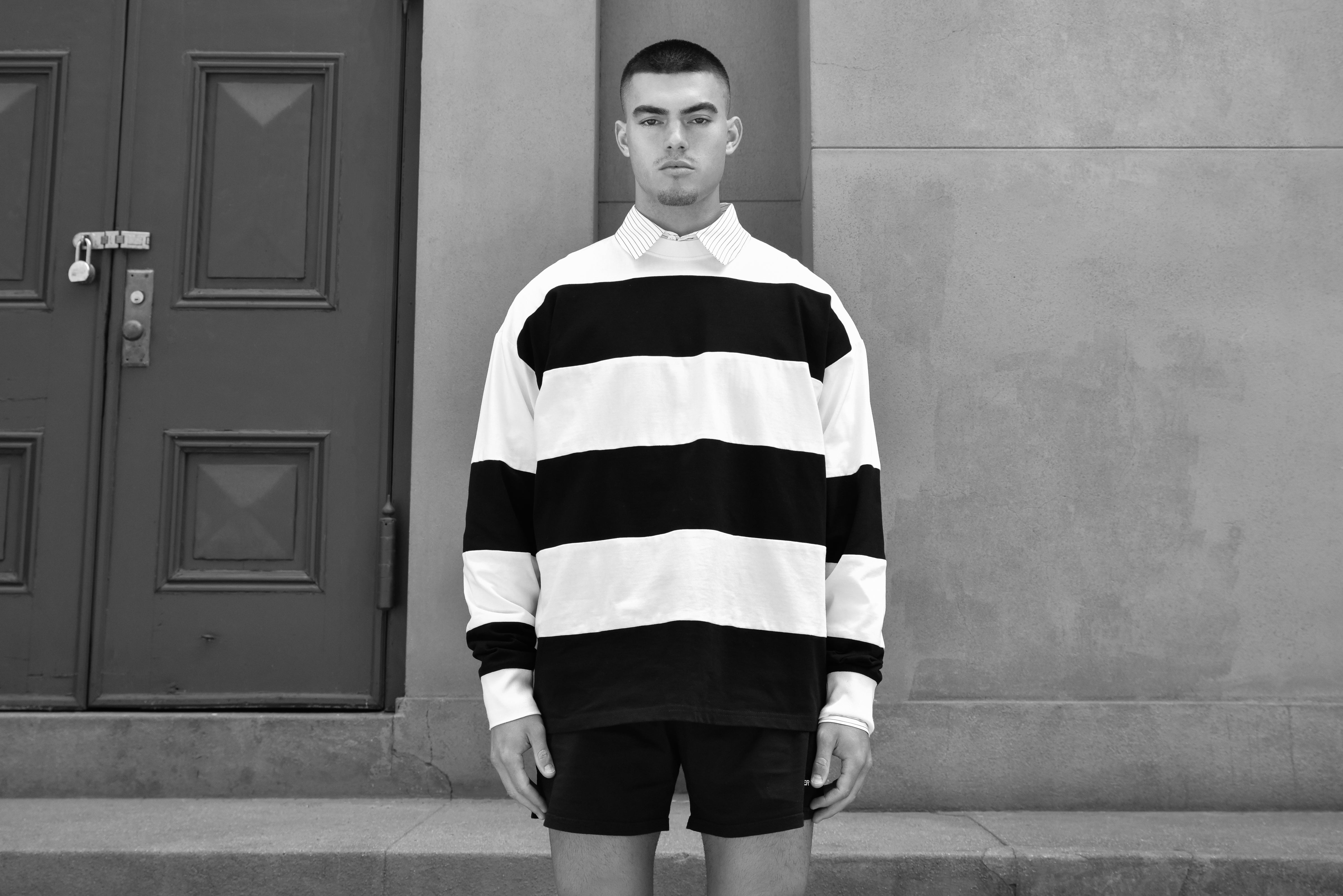 Black and White Long Sleeve Rugby