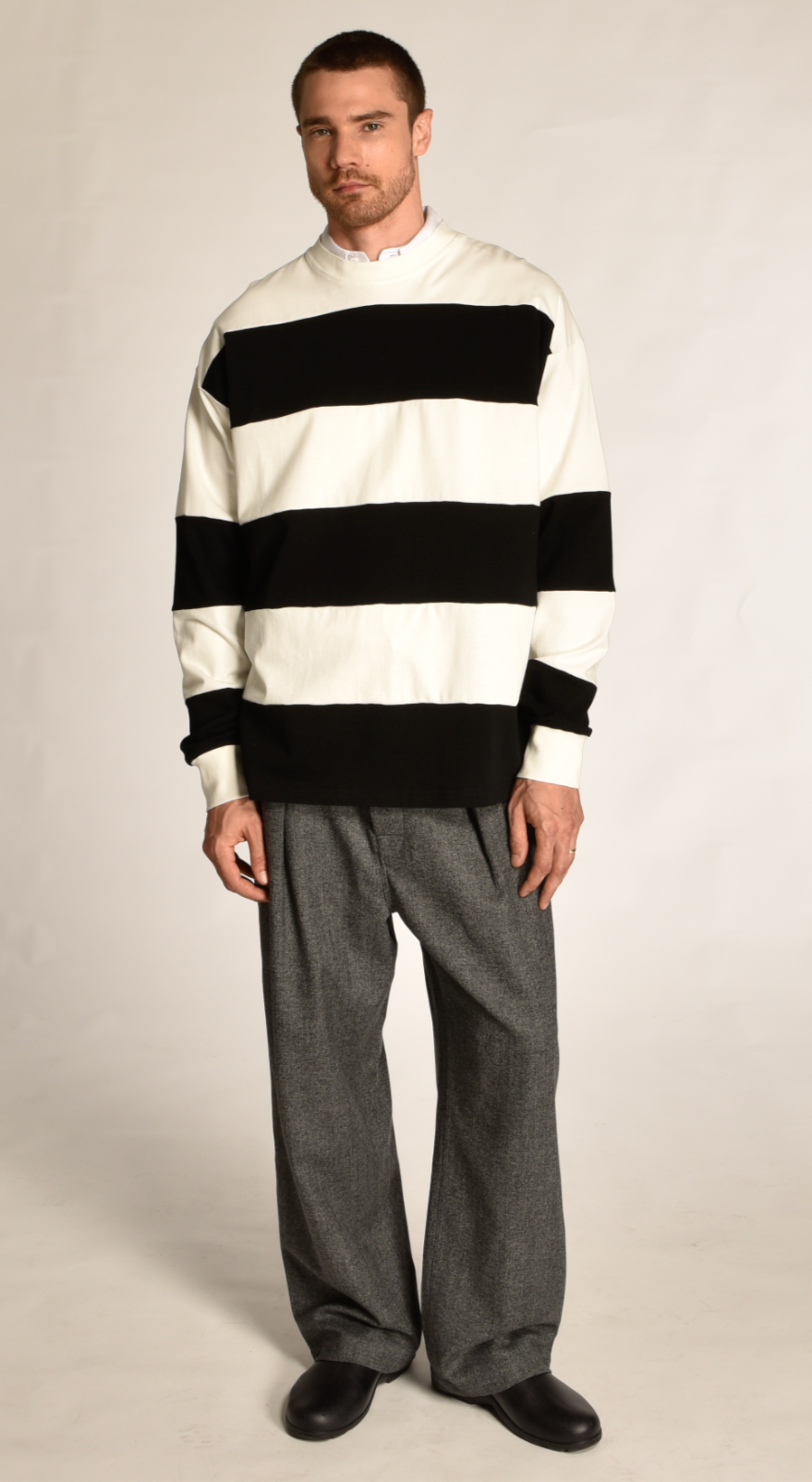 Black and White Long Sleeve Rugby